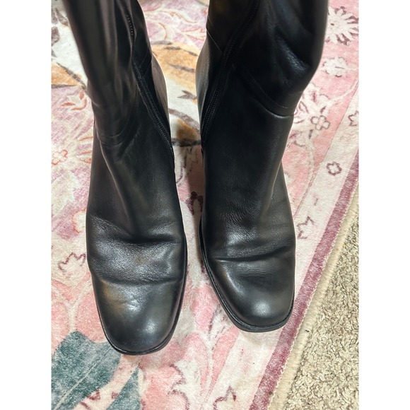 Y2K VTG Clarks Black Leather Moto Boots Ruffle Button Mid Calf Coquette 9.5 - Picture 9 of 9